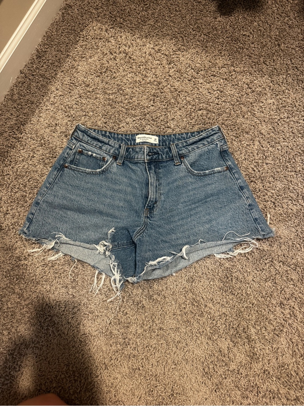 Abercrombie & Fitch Distressed Blue Denim Cutoff Shorts